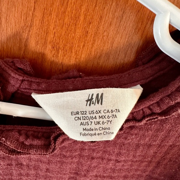 H&M Girls Burgundy Ruffle Muslin Dress - Picture 3 of 5